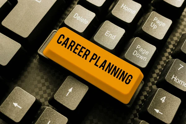 Sign displaying Career Planning. Business concept A list of goals and the actions you can take to achieve them Connecting With Online Friends, Making Acquaintances On The Internet — Stock Photo, Image