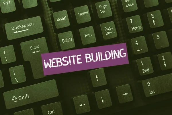 Sign displaying Website Building. Internet Concept tools that typically allow the construction of pages Filling Up Online Registration Forms, Gathering And Editing Internet Data — Stock Photo, Image