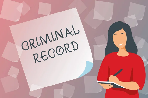 Writing displaying text Criminal Record. Business concept profile of a person criminal history with details Typing New Student Workbooks, Creating And Publishing Online Ebook — Stock Photo, Image