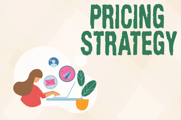 Inspiration showing sign Pricing Strategy. Business idea set maximize profitability for unit sold or market overall Abstract Internet Browsing And Sending Emails, Remote Online Work Concept — Stock Photo, Image