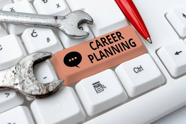 Handwriting text Career Planning. Word for Strategically plan your career goals and work success Abstract Fixing Outdated Websites, Maintaining Internet Connection — Stock Photo, Image