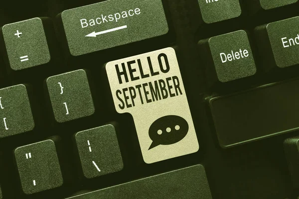 9 월 9 일에 문자를 보냈다. 2006 년 9 월 9 일에 확인 함 . Eagrely wants a warm welcome to the month of September Typing Program Code Script, Abstract Downloading New Online Journal — 스톡 사진