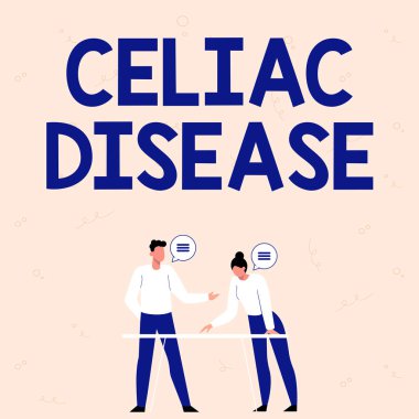 Metin başlığı Çölyak Hastalığı 'nı gösteriyor. İnternet kavramı otoimmün bozukluk öncelikle ince bağırsağı etkiler -42698