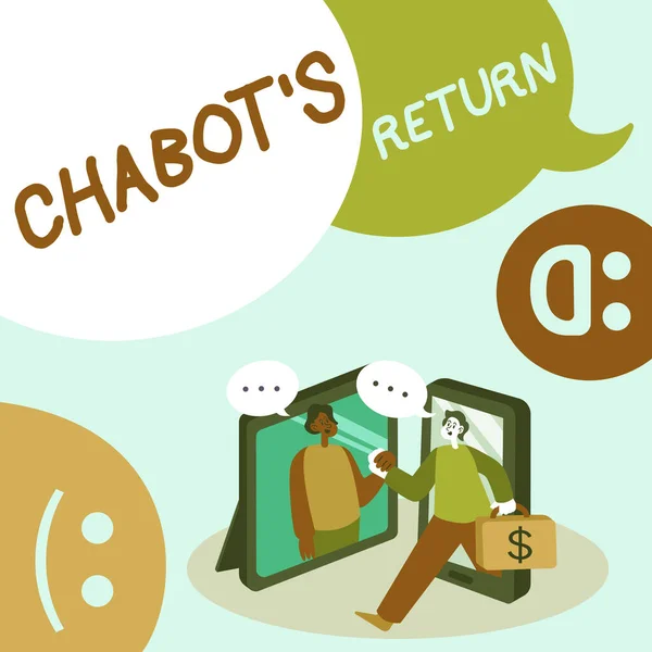 Chabot S Return 을 보여 주는 텍스트 캡션. 사업 접근 청각 또는 텍스트 방식을 통해 다시 대화에 오고 -42439 — 스톡 사진