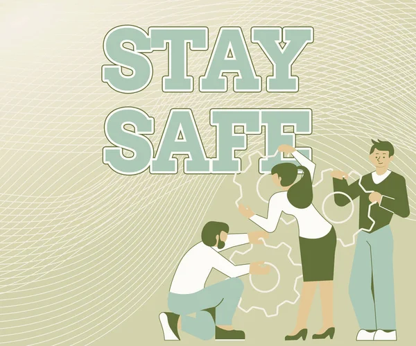 Kavramsal görüntü. Güvenli Kalın. Tehlike, zarar veya yer tehditlerinden korunmak anlamına gelen kavram. Çalışmalarında Birbirine yardım eden bir grubun dişli tutma eyleminin tasviri..