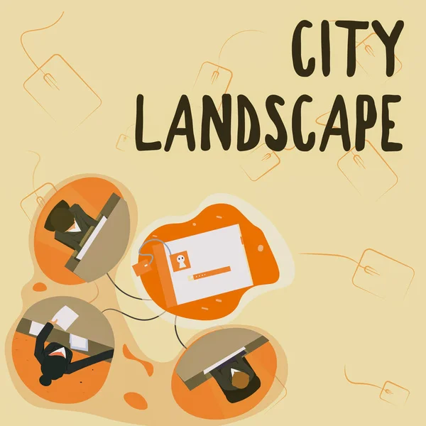 Texto manuscrito City Landscape. Idea de negocio fotografía de los aspectos físicos de una ciudad o área urbana -42264 — Foto de Stock