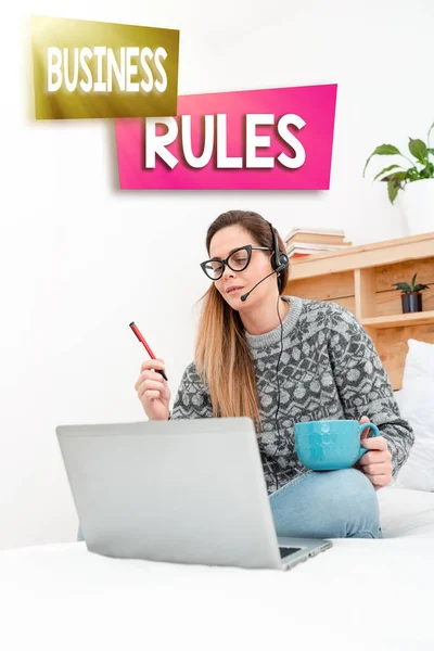 Conceptual display Business Rules. Word Written on the principles which determine the corporation s is activities Writer Creating New Novel, Professor Checking Student Assignments Online
