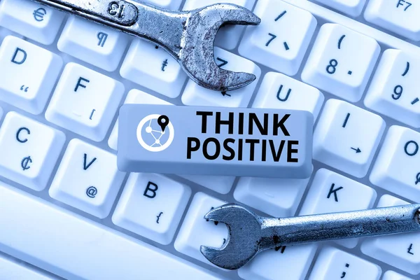 Bildunterschrift: Think Positive. Konzeptionelles Foto, das Gedanken schafft, die eine Person ermutigen und dabei helfen, sie wieder aufzuladen. — Stockfoto