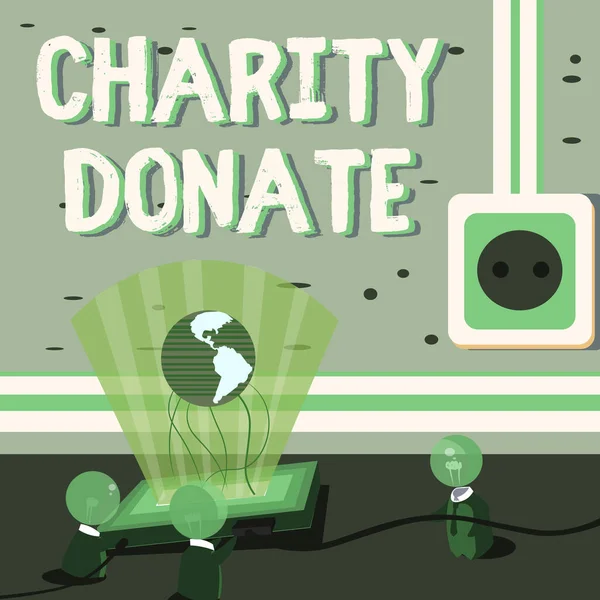 Charity Bağış 'ı sunan metin başlığı. Bir şahıs tarafından kâr amacı gütmeyen bir organizasyona iş fikri hediyesi olarak verilmiştir. — Stok fotoğraf