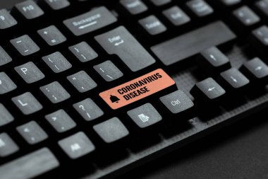 Kavramsal Coronavirus Hastalığı. Kavramsal fotoğraf, SARSCoV2 virüsünün sebep olduğu bir hastalık olarak tanımlanıyor. Önemli Veri Toplama, Kelime İşleme Uygulamasını Geliştirme