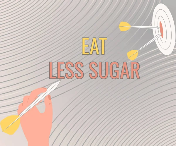 Manuscrito texto Comer menos açúcar. Visão geral do negócio reduzindo a ingestão de açúcar e comer uma dieta saudável alimentos ricos Apresentando Mensagem batendo conceito alvo, Resumo Anunciando objetivo. — Fotografia de Stock
