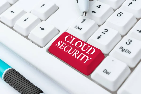 Leyenda conceptual Cloud Security. Escaparate de negocios Imponer un sistema seguro de datos existentes en Internet Publicar contenido de nuevas redes sociales, abstracto Crear página de blog en línea — Foto de Stock