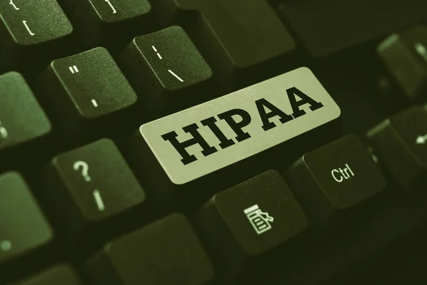 Exhibición conceptual Hipaa. Idea de negocio Acrónimo significa Seguro de Salud Portabilidad Responsabilidad Mecanografía Notas del recordatorio diario, Creación de presentaciones de escritura en línea — Foto de Stock