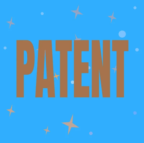 Expositor conceptual Patente. Idea de negocio autoridad gubernamental o licencia que confiere un derecho o título Línea Fondos ilustrados con varias formas y colores. — Foto de Stock