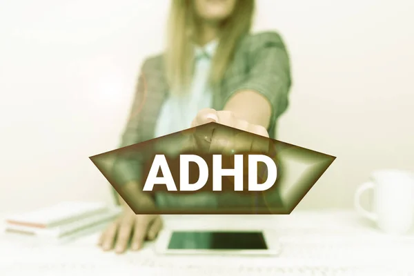 El yazısı tabelası Adhd. İş konsepti Hiperaktif Çocuk Akıl Sağlığı Bozukluğu İş Planı ve Tasarımları, Akıllı Telefon Ses ve Video Çağrısı — Stok fotoğraf