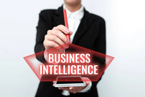 Pisanie tekstu Business Intelligence. Podejście biznesowe Najlepsza praktyka informacyjna w celu optymalizacji wydajności Prezentacja nowych pomysłów technologicznych Dyskusja na temat ulepszeń technologicznych — Zdjęcie stockowe