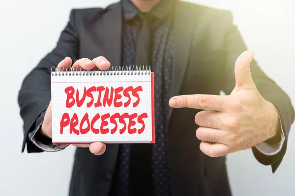 Conceptuele weergave Business Processes. Concept betekenis Methoden praktijken houdt in bij het uitvoeren van een handel Presentatie van nieuwe plannen en ideeën Demonstratie van het planningsproces — Stockfoto