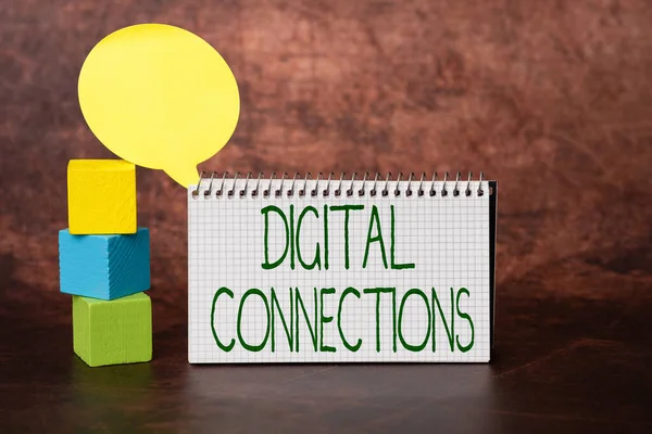 Ręczny napis Digital Connections. Przegląd biznesu Potężne sposoby podłączenia Online Global High Definition burza mózgów Nowy pomysł rozwiązań i odpowiedzi Poszukiwanie Więcej wskazówek — Zdjęcie stockowe