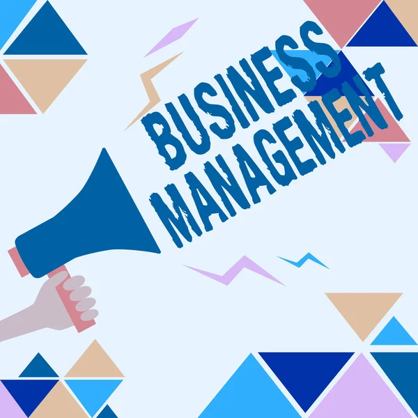 Tekst met inspiratie Business Management. Zakelijke aanpak Toezicht houden op de coördinatie van bedrijfsactiviteiten Illustratie van luide megafoon Aankondiging aan het publiek. — Stockfoto