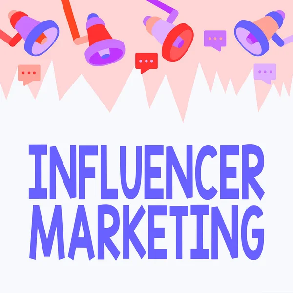 Skriva visning av text Influencer Marketing. Ord för Endorser som påverkar potentiell målgrupp Kunder Tak Megafon Ritning Ge reaktion Tillkännagivande. — Stockfoto