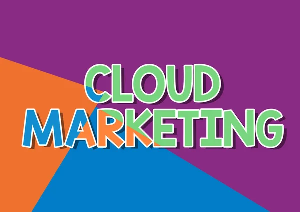 Концептуальний підпис Cloud Marketing. Бізнес підхід Процес організації ринку своїх послуг Лінія ілюстровані фони з різними формами і кольорами . — стокове фото