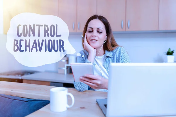Writing displaying text Control Behaviour. Business idea Exercise of influence and authority over human conduct Abstract Working At Home Ideas, Interior Decoration Live Video Blog — Stock Photo, Image