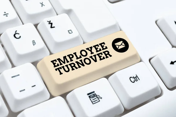 Writing displaying text Employee Turnover. Word for Number or percentage of workers who leave an organization Buying And Selling Goods Online, Listing Products Through Internet — Stock Photo, Image