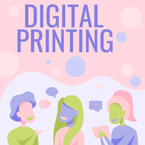 Kézírás szöveg Digitális nyomtatás. Internet Concept digitális alapú képek közvetlenül a különböző média Boldog Barátok Beszélgetés egymással Szórakozás Beszélgetés. — Stock Fotó