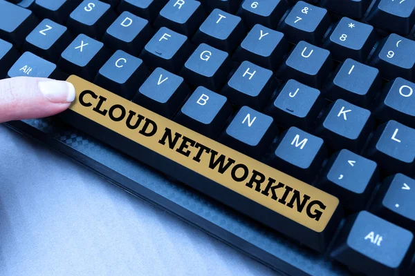 Написание отображения текста Cloud Networking. Концепция бизнеса - это термин, описывающий доступ к сетевым ресурсам. — стоковое фото