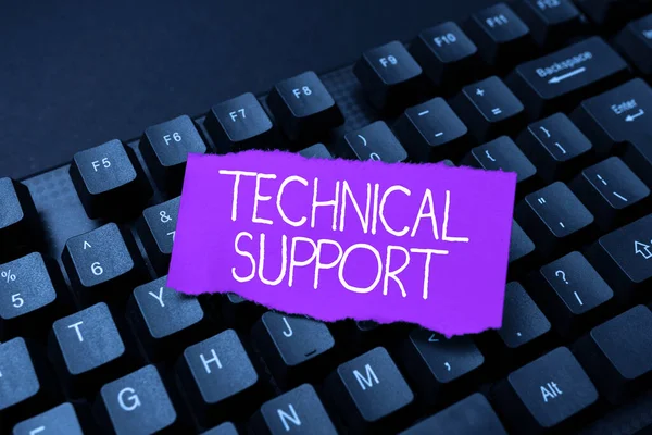 Text caption presenting Technical Support. Word Written on Repair and advice services to users of their products Typing Business Agreement Letter, Typewriting New Binding Contract — Stock Photo, Image