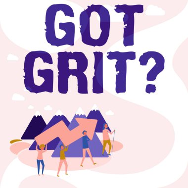 Cesaret Sorusu 'nu gösteren tabela. Kavramsal fotoğraf. İstenen hedefe ulaşmak için azimli bir çalışma. Dört Meslektaşın Çizimlerine Tırmanma Dağ Tutucu Büyük Ok..