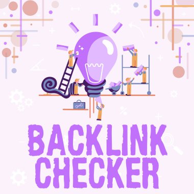 İlham işareti Backlink Checker 'ı gösteriyor. Daha İyi Sonuçlar İçin Birlikte Çalışan En Değerli Rakiplerinizi ve Benek Örnekleri Bulun, Grup Çabası Kavramı