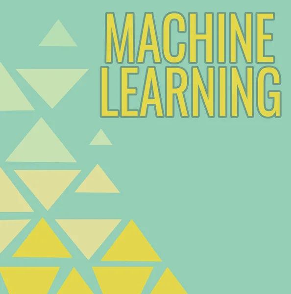 Konceptvisning Maskininlärning. Affärsöversikt ger datorer möjlighet att undervisas med datalinje illustrerade bakgrunder med olika former och färger. — Stockfoto