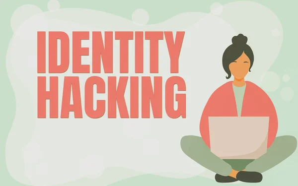 テキストのアイデンティティのハッキングを手書きします。概念は、あなたの個人情報を盗む犯罪者を意味します。. — ストック写真
