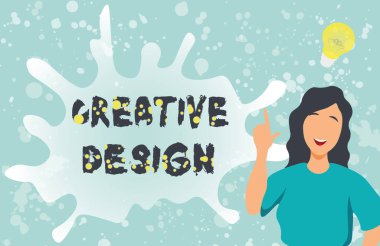 Metin Yaratıcı Tasarım Yazılıyor. Ana hedefini gerçekleştiren görsel bir öğe üzerine yazılmış sözcük Konuşma Baloncuğu ile Yeni Fikir Lambası Keşfi.