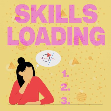 Skills Loading 'i gösteren metin işareti. İş konsepti, 