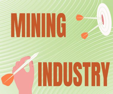 Madencilik Endüstrisi kavramsal gösterim. Değerli minerallerin ve jeolojik materyallerin kavramsal fotoğraf çıkarılması Hedefi Vuran Mesaj, Soyut Açıklama.