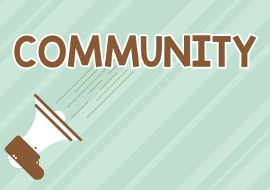 Kavramsal Ekran Topluluğu. Birlikte yaşayan ortak özelliklere sahip İnternet Kavram Grubu Hızlı Önemli Duyuruyu Yapan Megafonun İllüstrasyonu.