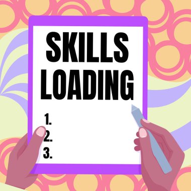 Kavramsal Başlık Yetenek Yükleme. Kavram anlamı, her iki elin tableti hafifçe çizerek Harika Fikirleri sunma görevini yerine getirirken zorluğun derecesine işaret eder