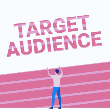 Hedef Seyirciyi Gösteren İmza. Sözcükler, her iki elini de kaldıran, her iki elini de kaldıran atletik adama hitap etmek istediğini gösteren kategoride yazılmıştır..