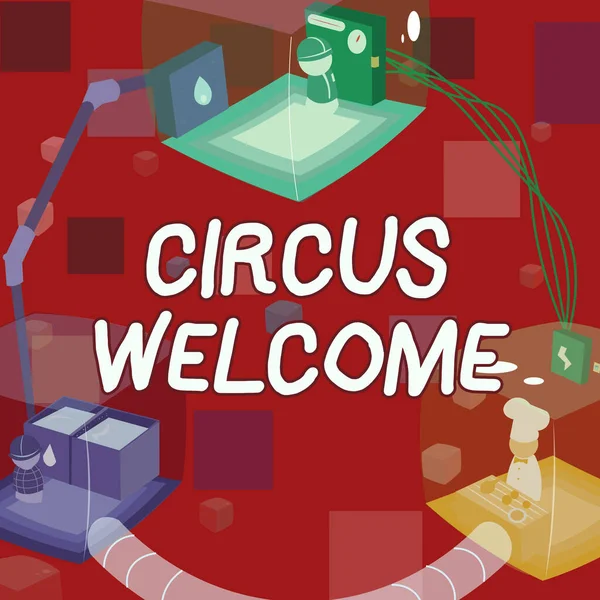 Texte montrant Circus Welcome. Mot pour les expositions d'apparat Des prouesses et de l'audace -42345 — Photo