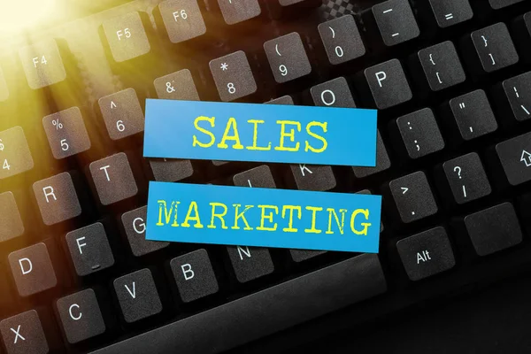 Text sign showing Sales Marketing. Business showcase introducing product or service in order to get bought Typing New Email Titles Concept, Drafting Internet Article Ideas — Stockfoto