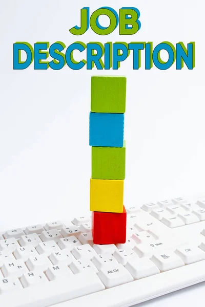 Kézírás szöveg Job Description. Internet Concept A dokumentum, amely leírja a felelősségét egy pozíció Számítógép Laptop Kommunikációs Gépelés Új ötletek és terv fejlesztése — Stock Fotó