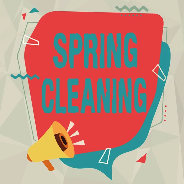 Τίτλος κειμένου που παρουσιάζει Spring Cleaning. Επαγγελματική πρακτική βιτρίνα του σχολαστικού καθαρισμού σπίτι την άνοιξη Megaphone Σχέδιο Κάνοντας Νέα Ανακοίνωση Για να συνομιλήσετε Cloud. — Φωτογραφία Αρχείου