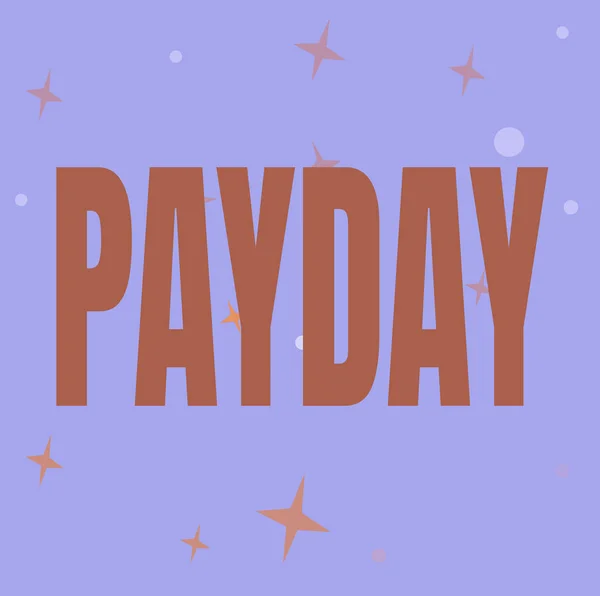 Text showing inspiration Payday. Business approach a day on which someone is paid or expects to be paid their wages Line Illustrated Backgrounds With Various Shapes And Colours. — 图库照片