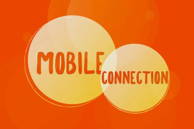 Mobil Bağlantıyı gösteren bir işaret. İş konsepti: Cep telefonu hattı Resmedilmiş Arkaplan ve Çeşitli Şekiller ve Renkler kullanılarak evrensel giriş çözümü.