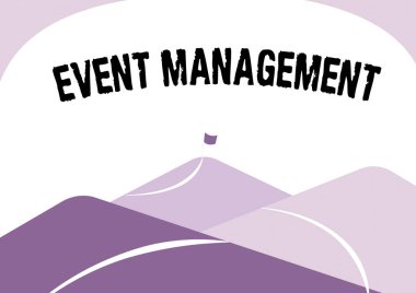 Olay Yönetimini gösteren metin işareti. Büyük ölçekli eylemlerin oluşturulması ve geliştirilmesi üzerine yazılan sözcük festivalleri Dağ Sıraları En Yüksek Bayrağa Giden Yol Çiziliyor.