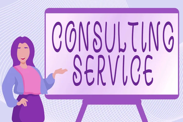 Tekstbord met Consulting Service. Business showcase Experts die kennis biedt aan een derde partij voor een vergoeding Typ New Book Chapter, Registreren van verse belangrijke informatie — Stockfoto