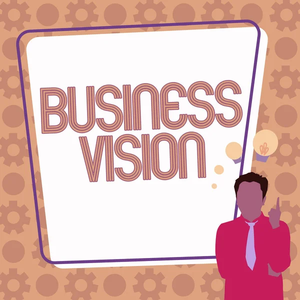 Käsitteellinen kuvateksti Business Vision. Liiketoiminta lähestymistapa kasvattaa liiketoimintaa tulevaisuudessa perustuu tavoitteisiisi kuvitus Liikemies pysyvän keksiä uusia Amazing Ideat. — kuvapankkivalokuva