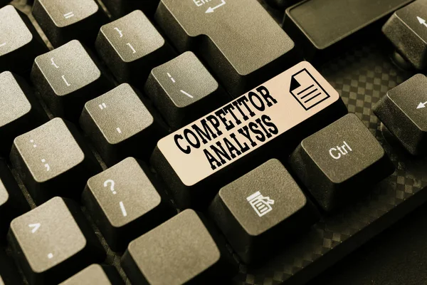 Handwriting text Competitor Analysis. Business idea Determine the Strength Weakness of Competitive Market Converting Analog Data To Digital Media, Typing Forum Helpful Tips